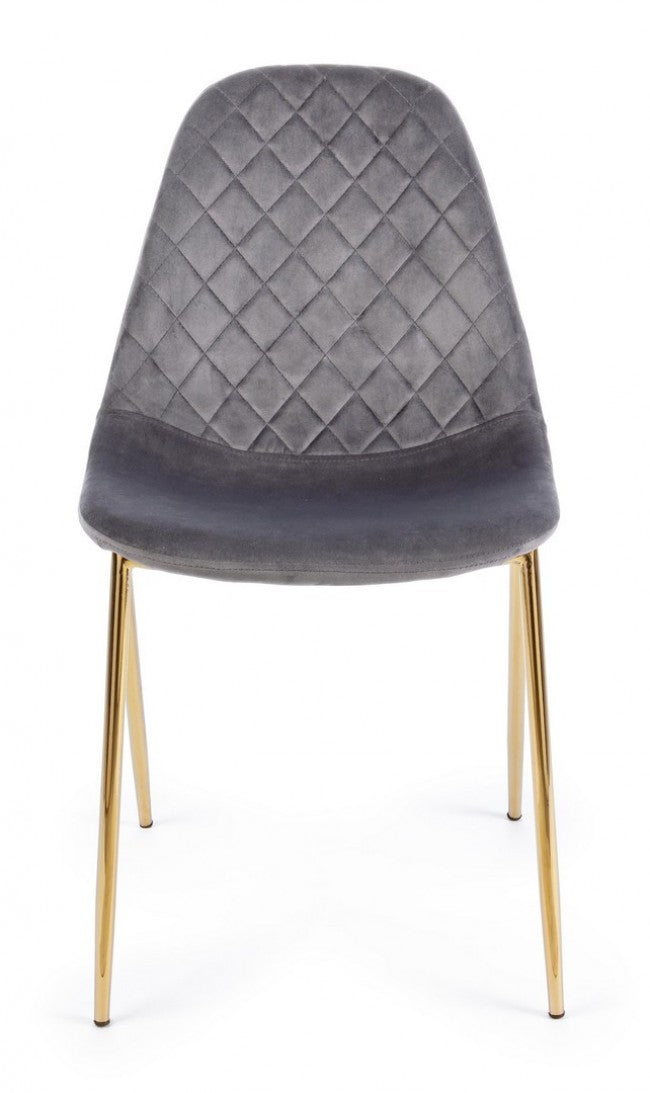 Set 4 Sedie in Velluto Tortora Moderno da Interno - KAYLA Colore: Grigio