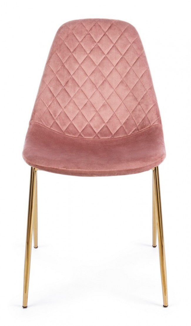 Set 4 Sedie in Velluto Tortora Moderno da Interno - KAYLA Colore: Rosa