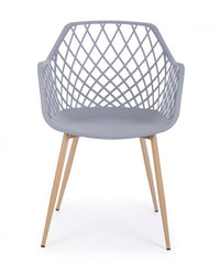 Set 4 Sedie con Braccioli Resina Grigia Moderna da Interno - EMMETT Colore: Grigio