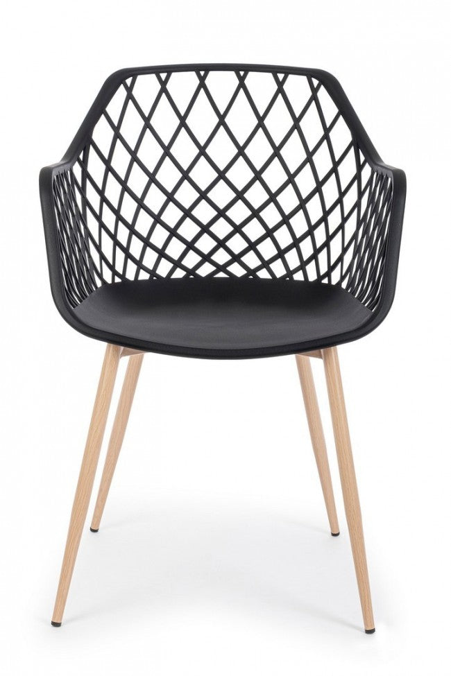 Set 4 Sedie con Braccioli Resina Grigia Moderna da Interno - EMMETT Colore: Nero