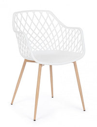 Set 4 Sedie con Braccioli Resina Grigia Moderna da Interno - EMMETT Colore: Bianco