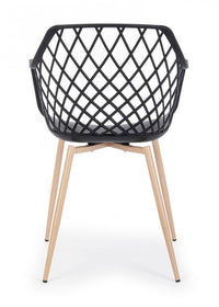 Set 4 Sedie con Braccioli Resina Grigia Moderna da Interno - EMMETT Colore: Nero