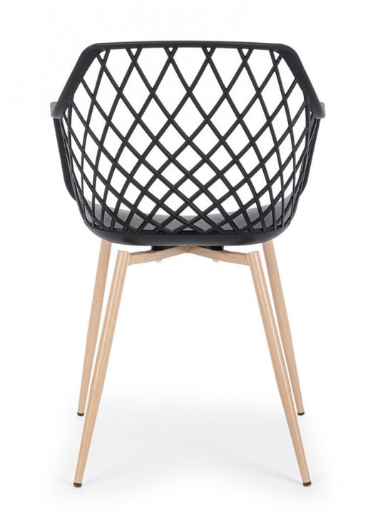 Set 4 Sedie con Braccioli Resina Grigia Moderna da Interno - EMMETT Colore: Nero