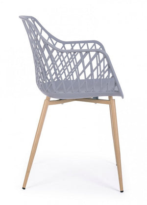 Set 4 Sedie con Braccioli Resina Grigia Moderna da Interno - EMMETT Colore: Grigio