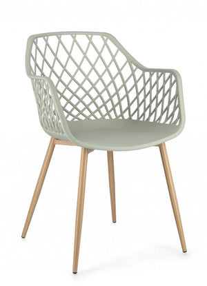 Set 4 Sedie con Braccioli Resina Grigia Moderna da Interno - EMMETT Colore: Verde