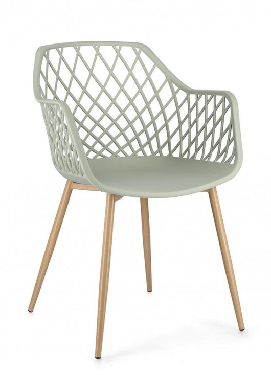 Set 4 Sedie con Braccioli Resina Grigia Moderna da Interno - EMMETT Colore: Verde