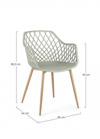 Set 4 Sedie con Braccioli Resina Grigia Moderna da Interno - EMMETT Colore: Verde