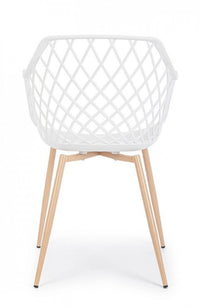 Set 4 Sedie con Braccioli Resina Grigia Moderna da Interno - EMMETT Colore: Bianco