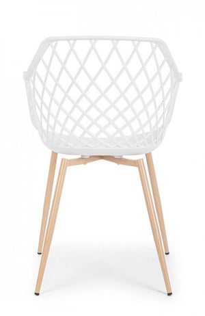 Set 4 Sedie con Braccioli Resina Grigia Moderna da Interno - EMMETT Colore: Bianco