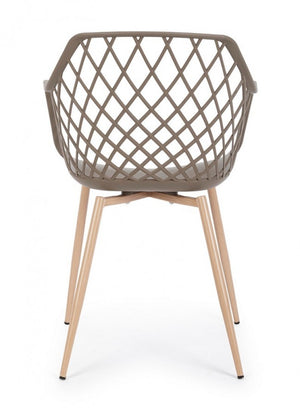 Set 4 Sedie con Braccioli Resina Grigia Moderna da Interno - EMMETT Colore: Tortora