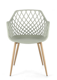 Set 4 Sedie con Braccioli Resina Grigia Moderna da Interno - EMMETT Colore: Verde