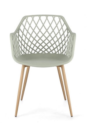 Set 4 Sedie con Braccioli Resina Grigia Moderna da Interno - EMMETT Colore: Verde