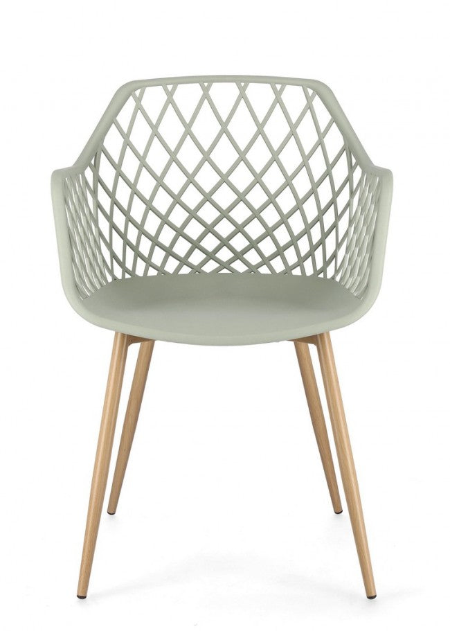 Set 4 Sedie con Braccioli Resina Grigia Moderna da Interno - EMMETT Colore: Verde