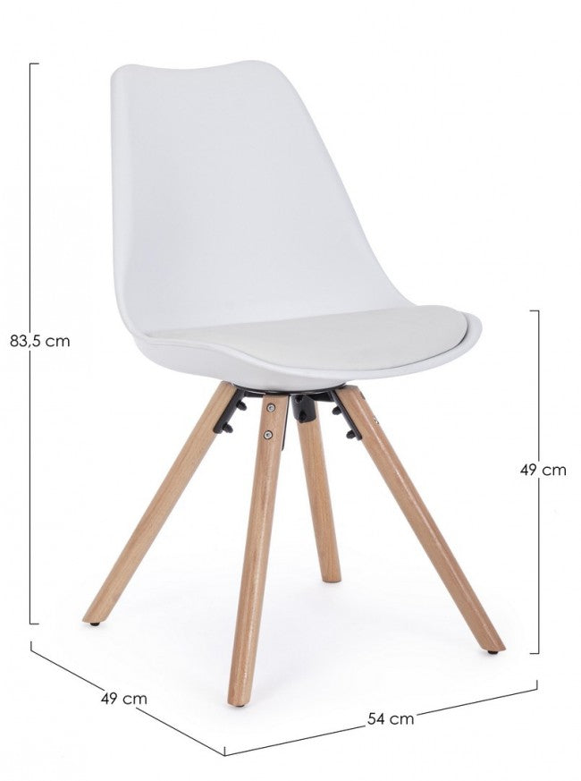Set 4 Sedie Scandinave Pelle Tortora Moderna da Interno - FIO Colore: Bianco