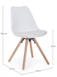 Set 4 Sedie Scandinave Pelle Tortora Moderna da Interno - FIO Colore: Bianco