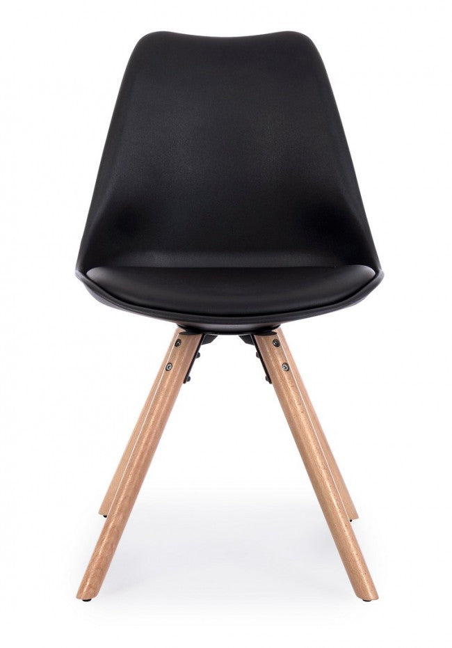 Set 4 Sedie Scandinave Pelle Tortora Moderna da Interno - FIO Colore: Nero