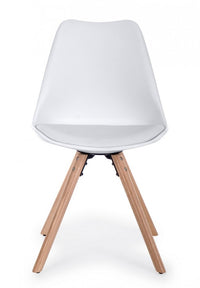 Set 4 Sedie Scandinave Pelle Tortora Moderna da Interno - FIO Colore: Bianco