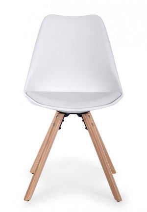 Set 4 Sedie Scandinave Pelle Tortora Moderna da Interno - FIO Colore: Bianco