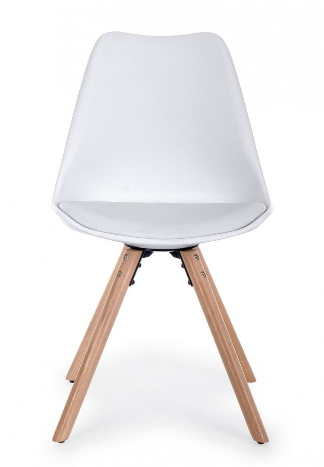 Set 4 Sedie Scandinave Pelle Tortora Moderna da Interno - FIO Colore: Bianco