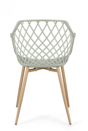 Set 4 Sedie con Braccioli Resina Grigia Moderna da Interno - EMMETT Colore: Verde