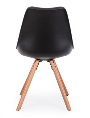 Set 4 Sedie Scandinave Pelle Tortora Moderna da Interno - FIO Colore: Nero