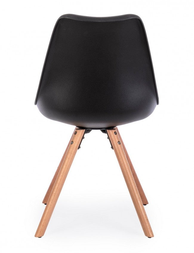 Set 4 Sedie Scandinave Pelle Tortora Moderna da Interno - FIO Colore: Nero