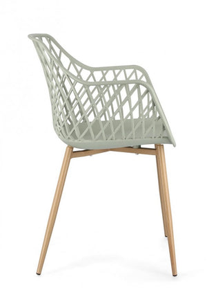 Set 4 Sedie con Braccioli Resina Grigia Moderna da Interno - EMMETT Colore: Verde