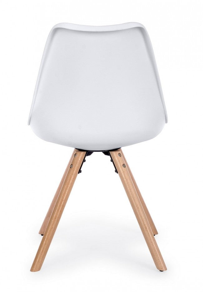 Set 4 Sedie Scandinave Pelle Tortora Moderna da Interno - FIO Colore: Bianco