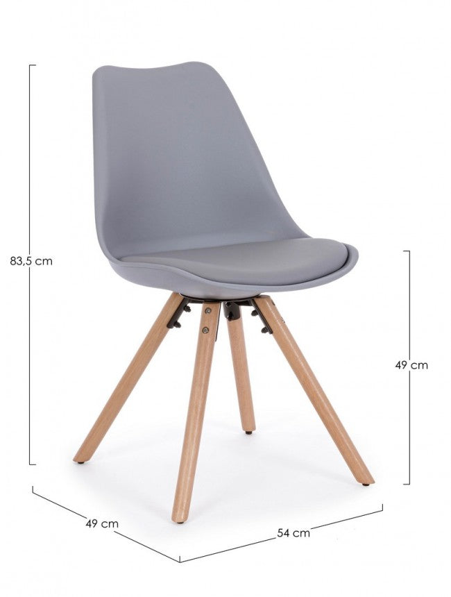 Set 4 Sedie Scandinave Pelle Tortora Moderna da Interno - FIO Colore: Grigio