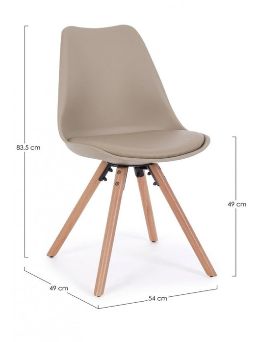 Set 4 Sedie Scandinave Pelle Tortora Moderna da Interno - FIO Colore: Tortora