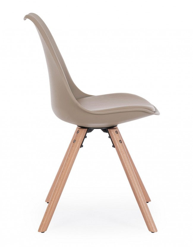 Set 4 Sedie Scandinave Pelle Tortora Moderna da Interno - FIO Colore: Tortora