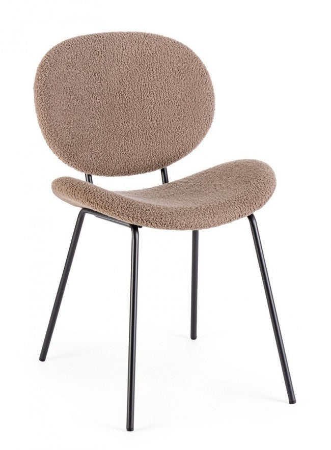 Set 2 Sedie Tessuto Bouclé Marrone Moderno da Interno - VIOLET Colore: Marrone