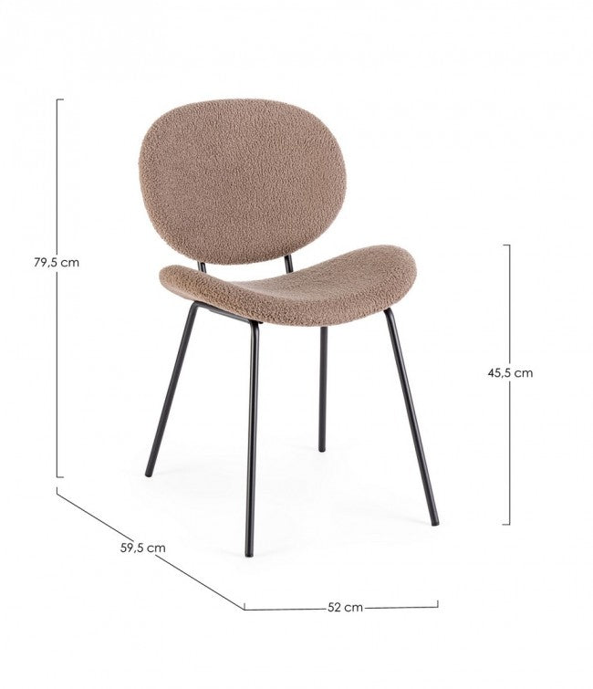 Set 2 Sedie Tessuto Bouclé Marrone Moderno da Interno - VIOLET Colore: Marrone