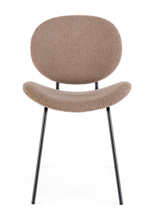 Set 2 Sedie Tessuto Bouclé Marrone Moderno da Interno - VIOLET Colore: Marrone