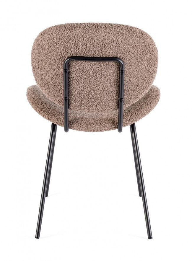 Set 2 Sedie Tessuto Bouclé Marrone Moderno da Interno - VIOLET Colore: Marrone