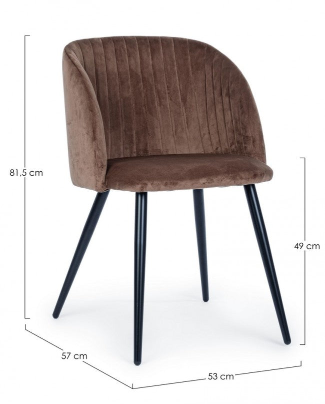Set 2 Sedie in Velluto Bianco Moderno da Interno - FELICIA Colore: Marrone