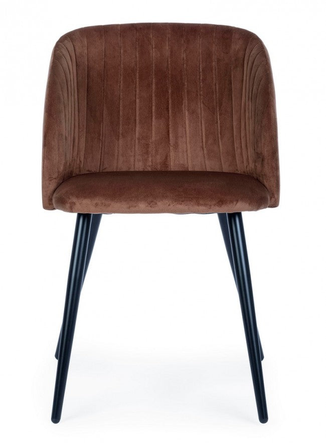 Set 2 Sedie in Velluto Bianco Moderno da Interno - FELICIA Colore: Marrone