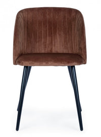 Set 2 Sedie in Velluto Bianco Moderno da Interno - FELICIA Colore: Marrone