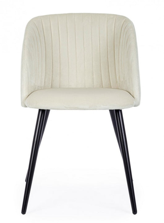 Set 2 Sedie in Velluto Bianco Moderno da Interno - FELICIA Colore: Bianco