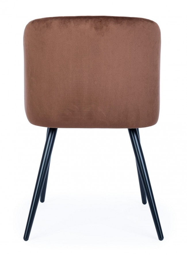 Set 2 Sedie in Velluto Bianco Moderno da Interno - FELICIA Colore: Marrone