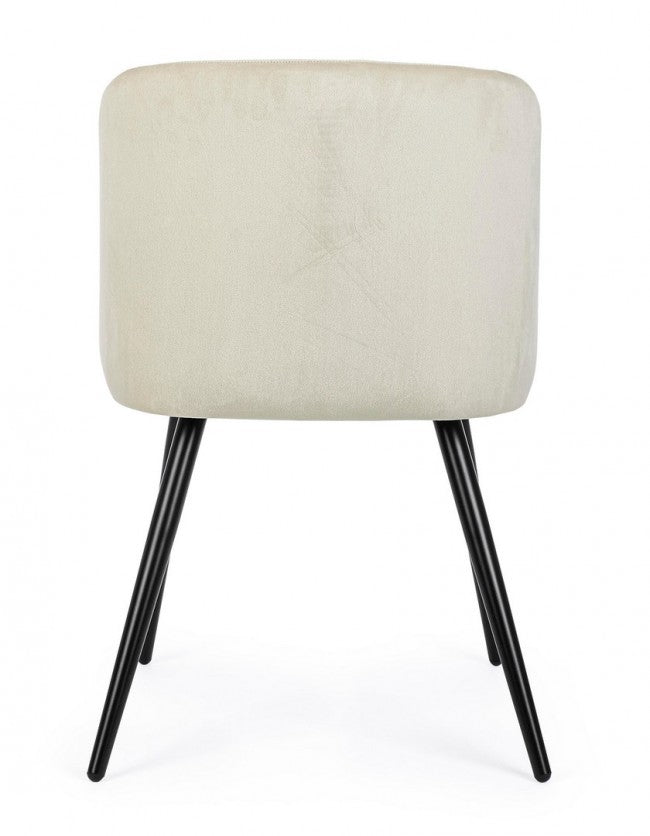 Set 2 Sedie in Velluto Bianco Moderno da Interno - FELICIA Colore: Bianco