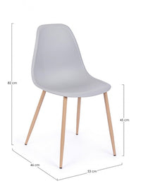 Set 4 Sedie Resina Bianca Scandinava da Interno - MARISSA Colore: Grigio