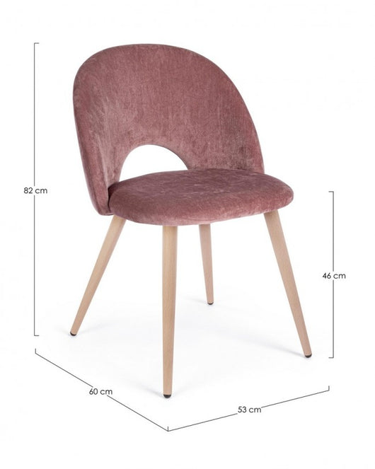 Set 4 Sedie in Velluto Tortora Moderne da Interno - MARINA Colore: Rosa