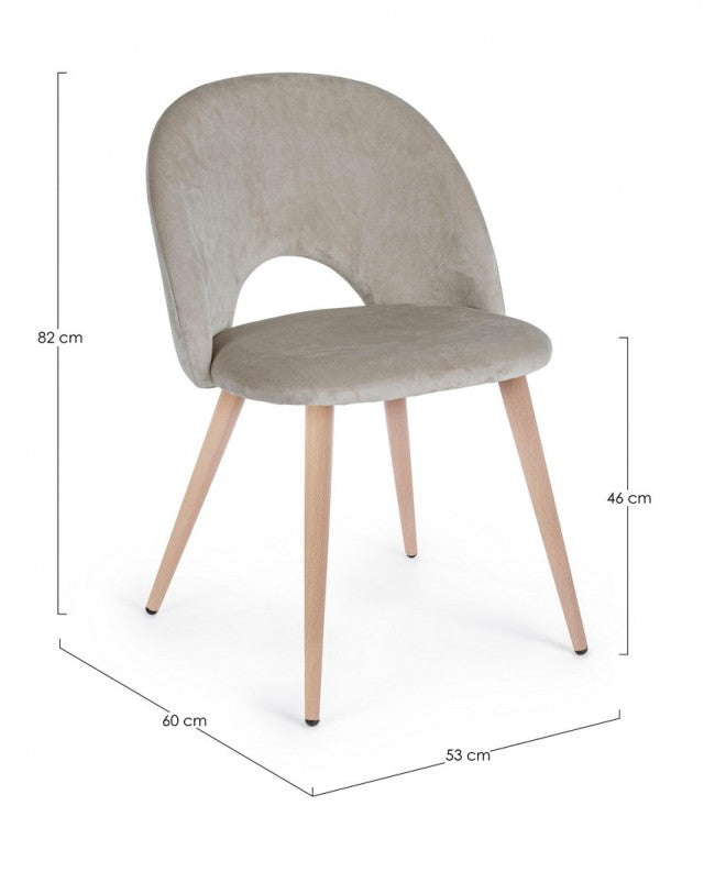 Set 4 Sedie in Velluto Tortora Moderne da Interno - MARINA Colore: Tortora