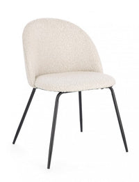 Set 4 Sedie Tessuto Avorio Gambe Oro Moderne da Interno - GABRI Colore: Nero