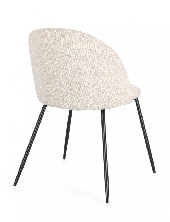 Set 4 Sedie Tessuto Avorio Gambe Oro Moderne da Interno - GABRI Colore: Nero