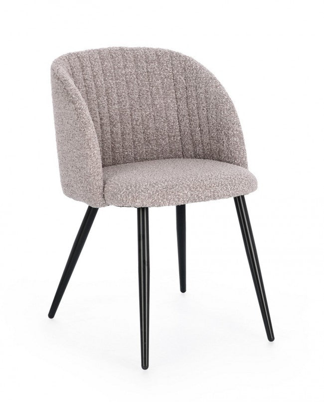 Set 2 Sedie Tessuto Bouclé Bianco Moderno da Interno - FELI Colore: Grigio