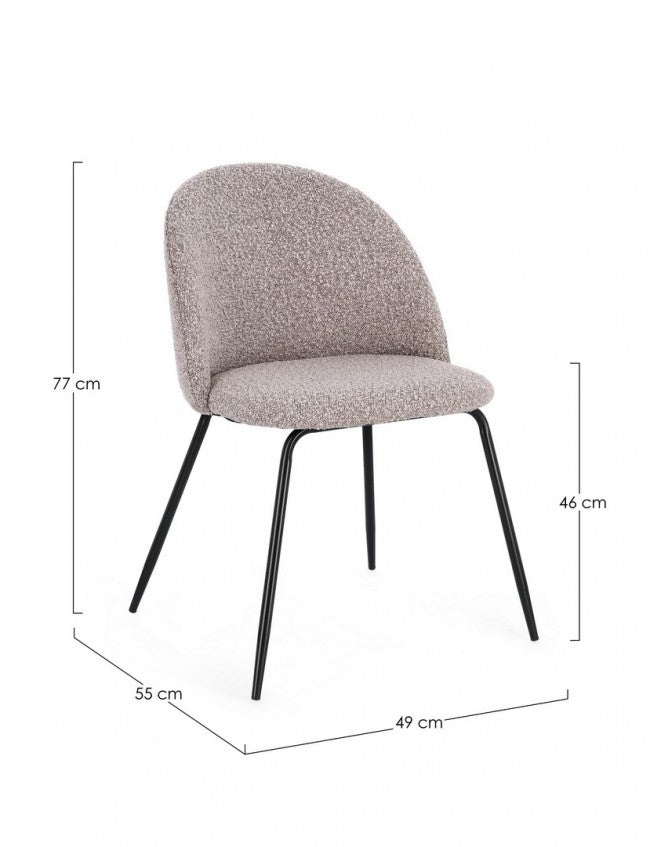 Set 4 Sedie Tessuto Avorio Gambe Oro Moderne da Interno - GABRI Colore: Nero