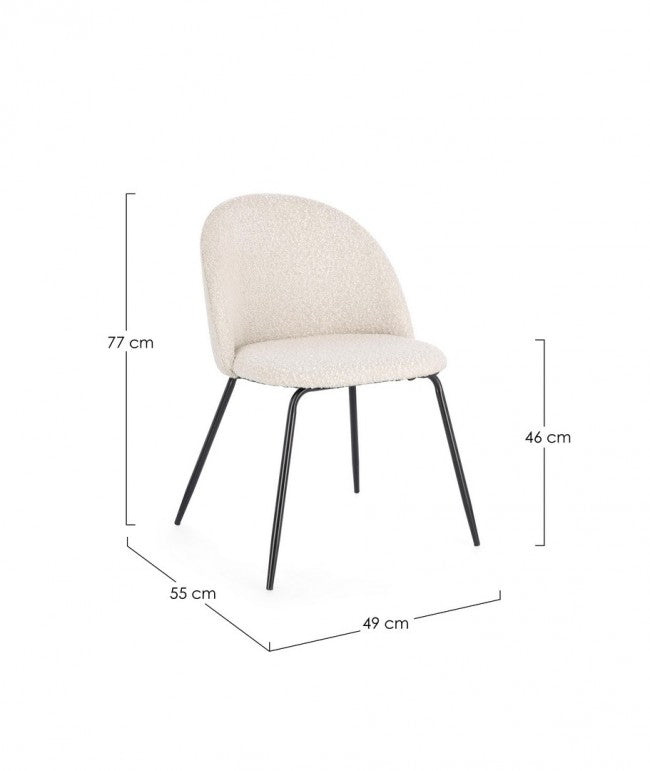 Set 4 Sedie Tessuto Avorio Gambe Oro Moderne da Interno - GABRI Colore: Nero