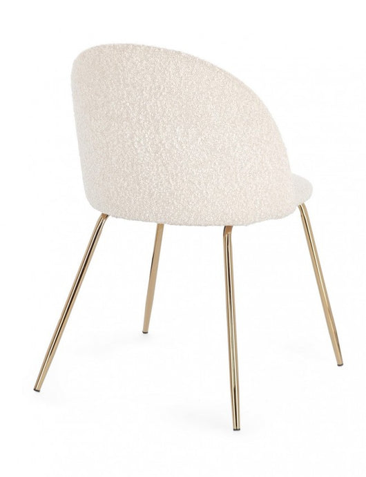 Set 4 Sedie Tessuto Avorio Gambe Oro Moderne da Interno - GABRI Colore: Oro